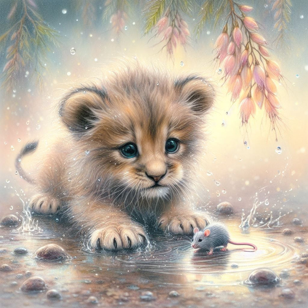 Diamond Painting - The Lion Looks at the Mice