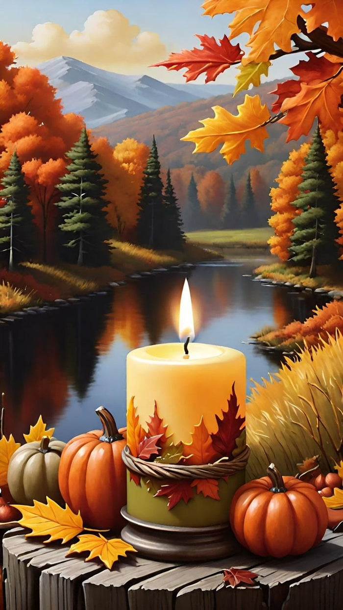 Diamond Painting - Pumpkin Candle by the Lake