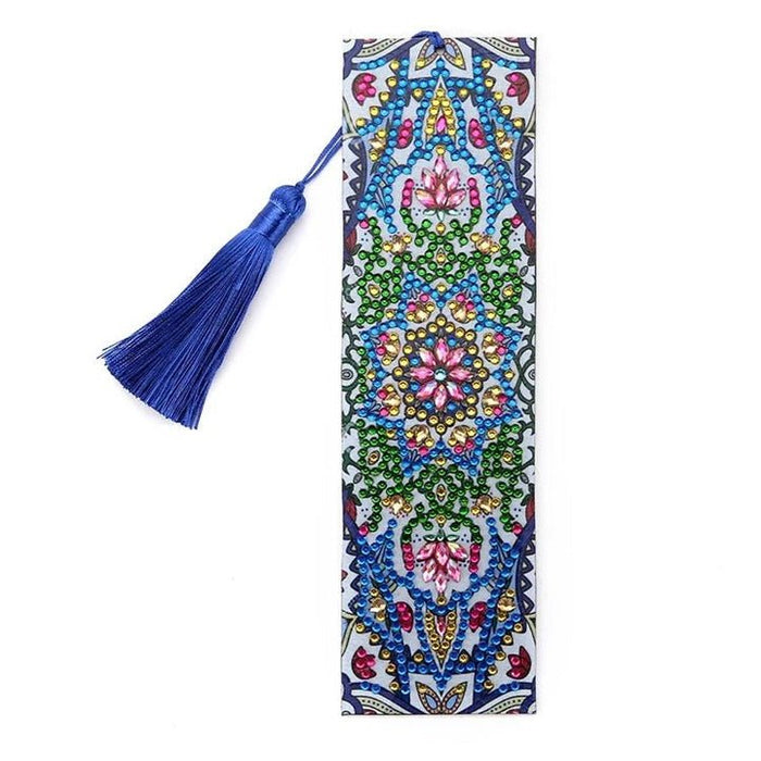 Diamond Painting-Bookmark with Blue and Pink Mandala