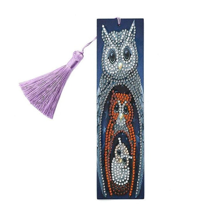 Diamond Painting-Bookmark with Three Owls