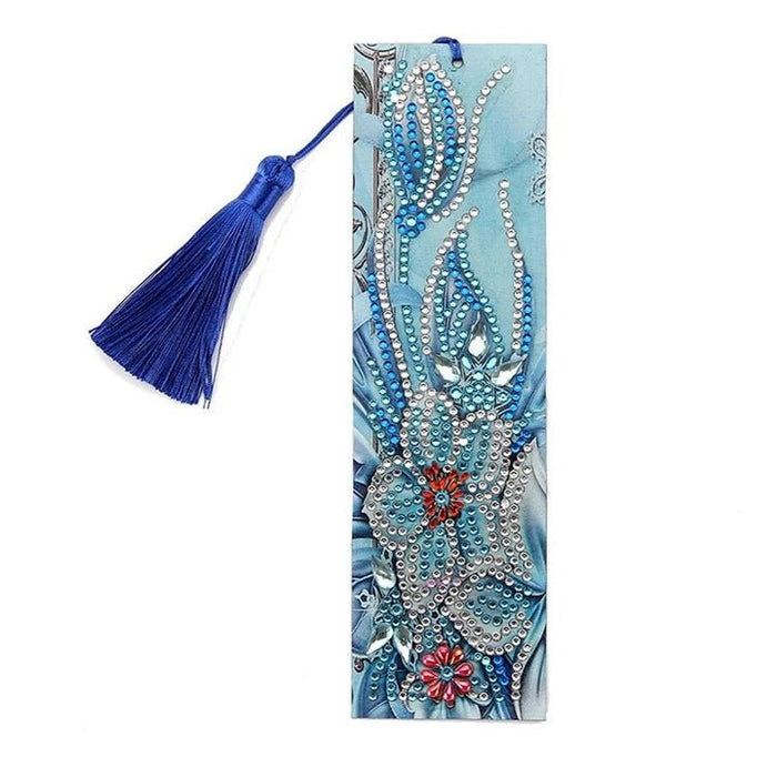 Diamond Painting-Bookmark with Light Blue Flowers