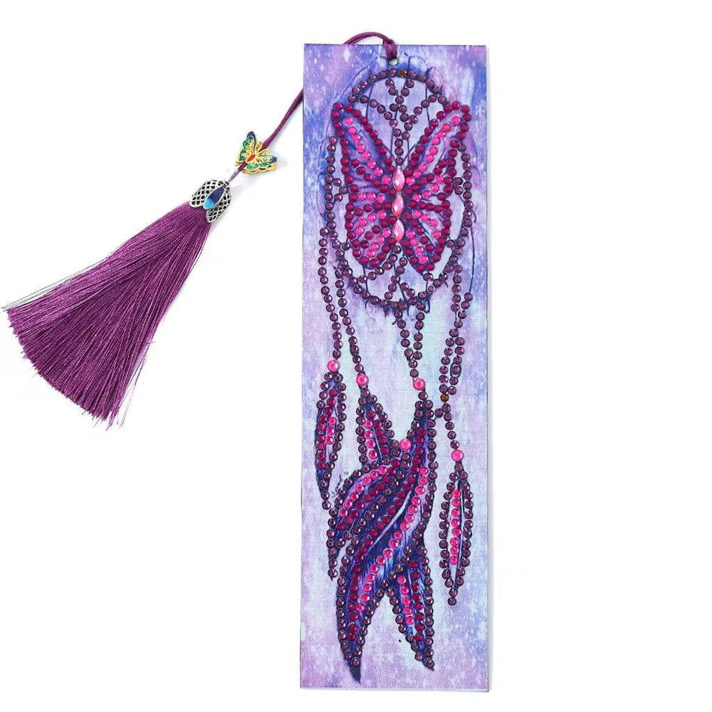 Diamond Painting-Bookmark with Purple Butterfly Wreath