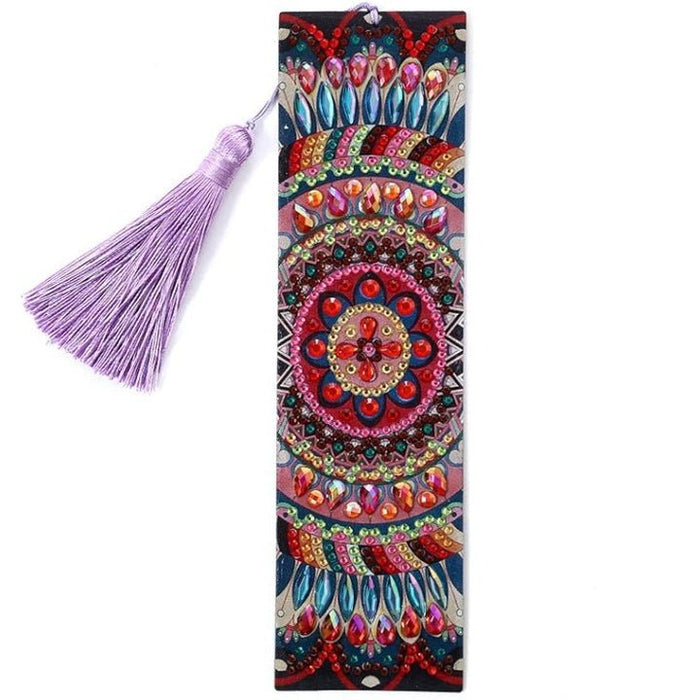 Diamond Painting-Bookmark with Red and Blue Mandala