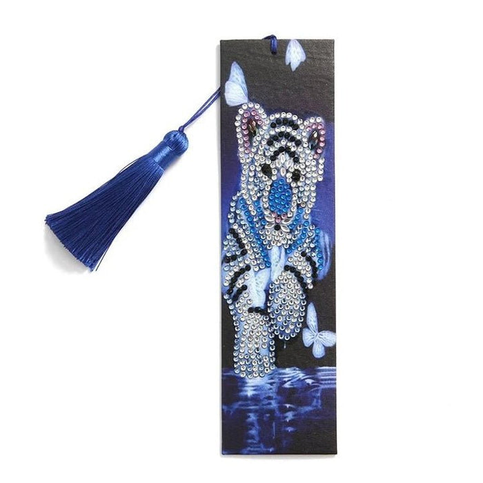 Diamond Painting-Bookmark with White Tiger