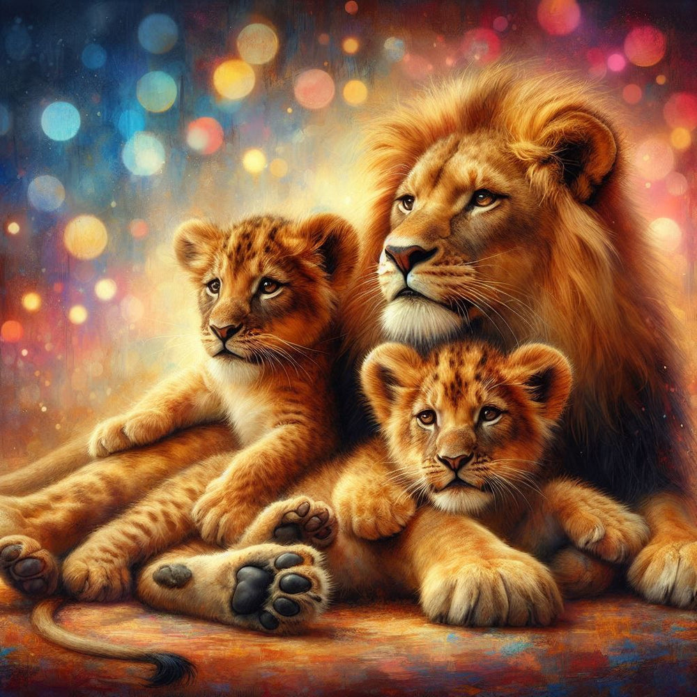 Diamond Painting - Three Lions Leaning Together