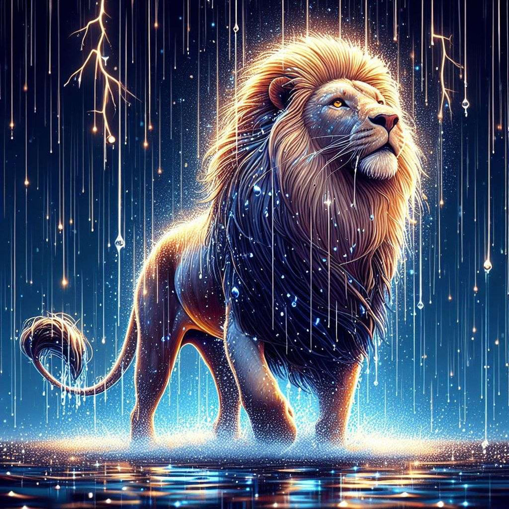 Diamond Painting - Lion in the Rain