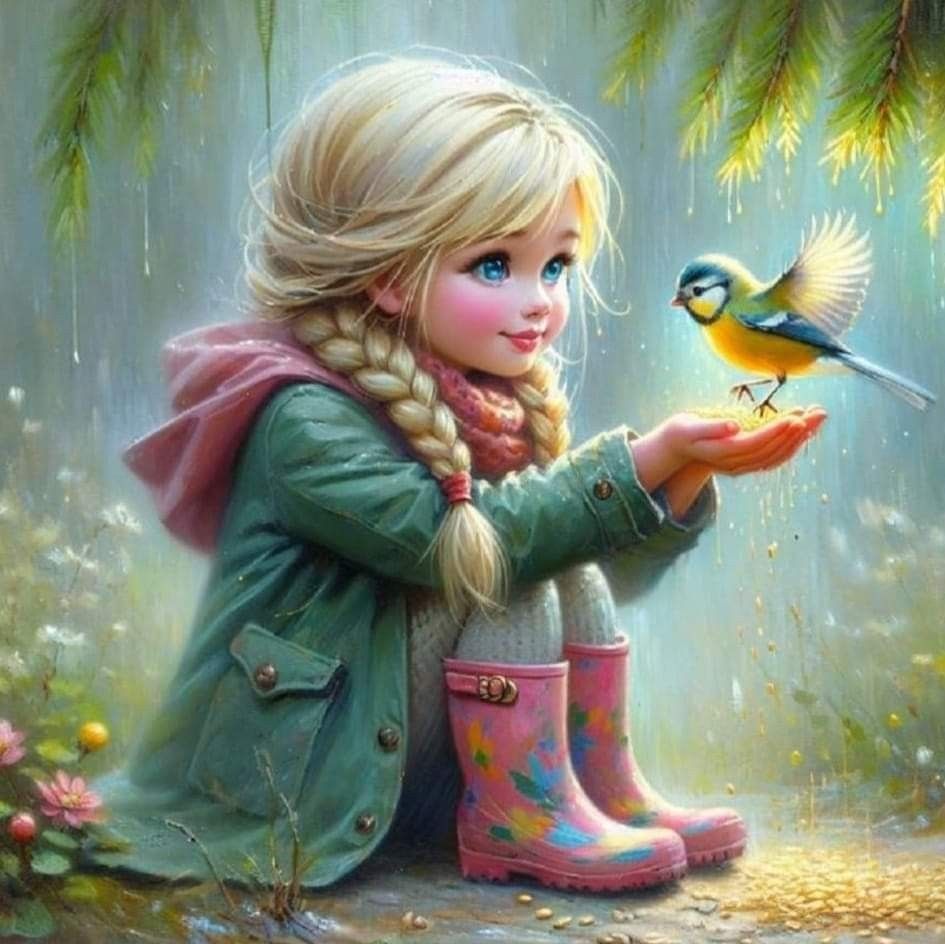 Diamond Painting - Girl and Bird