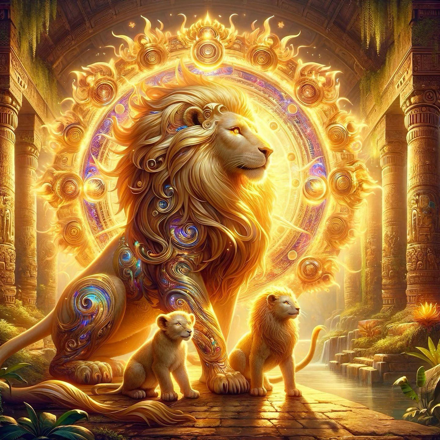 Diamond Painting - Three Golden Lions