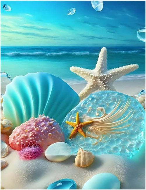 Diamond Painting - Shells and Starfish on the Beach