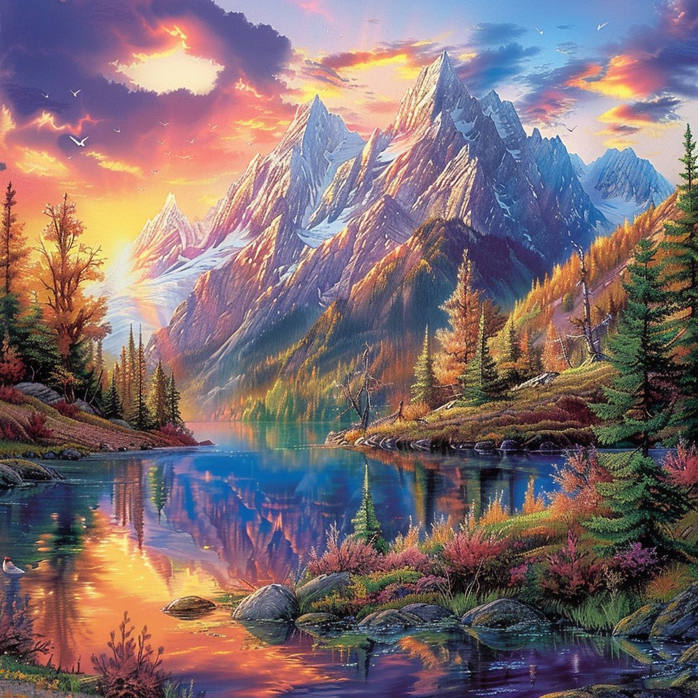 Diamond Painting - Snow-capped Mountains and Lake