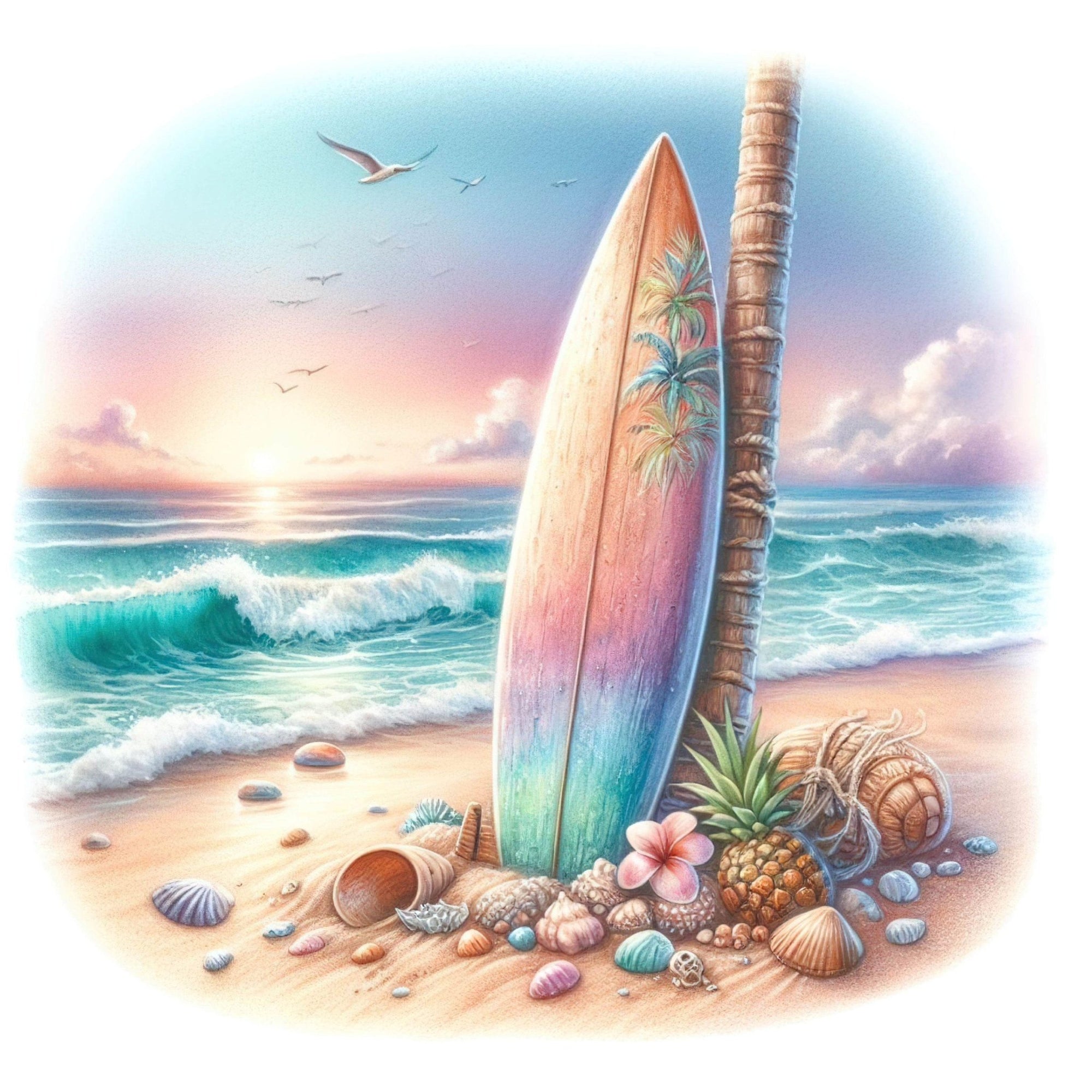 Diamond Painting - Surfboard on the Beach