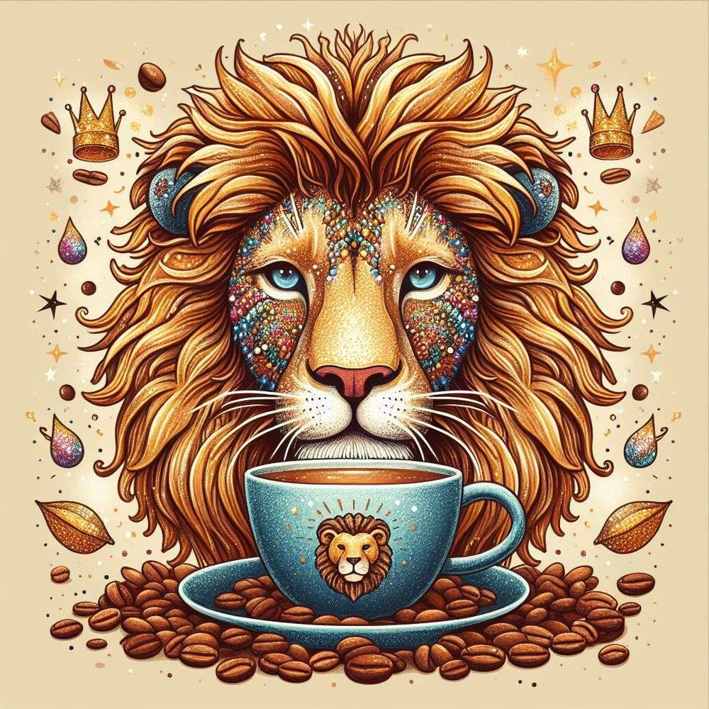 Diamond Painting - Coffee-drinking Lion