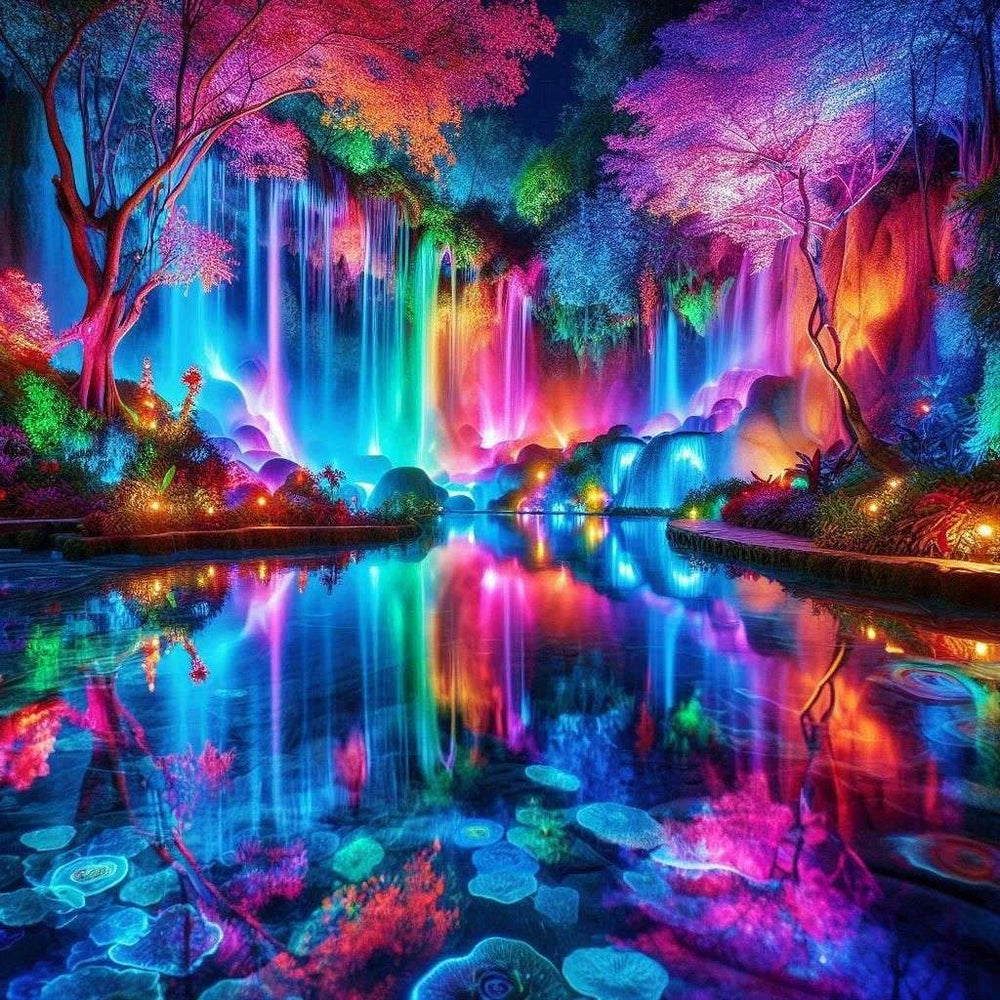 Diamond Painting - Colorful Lake and Waterfall