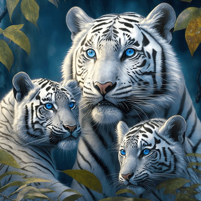 Diamond Painting - Three Tigers with Blue Eyes