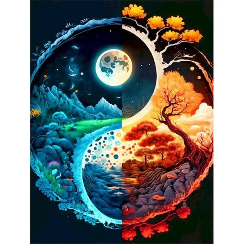 Diamond Painting -  Yin-Yang Sun and Moon